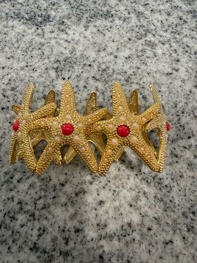 Lilly Pulitzer Gold Starfish Bracelet with Coral and Pearl Accents
